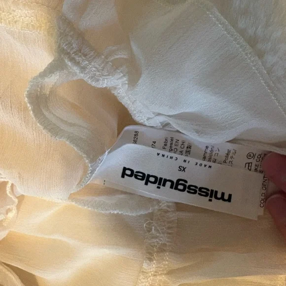 Sheer Chiffon Tie Front Ruffle Top cream XS fairy Coquette Bell Sleeve tie front - Picture 5 of 7